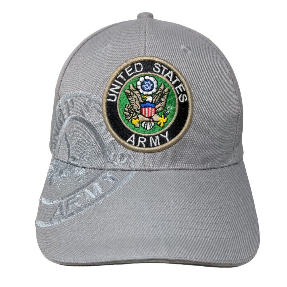 United States Army Strapback Hat Gray One Size Adjustable Embroidered Lanza